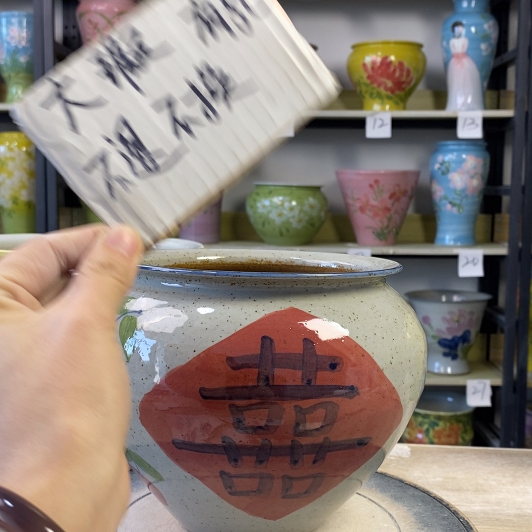 景德镇手工手绘陶瓷花盆