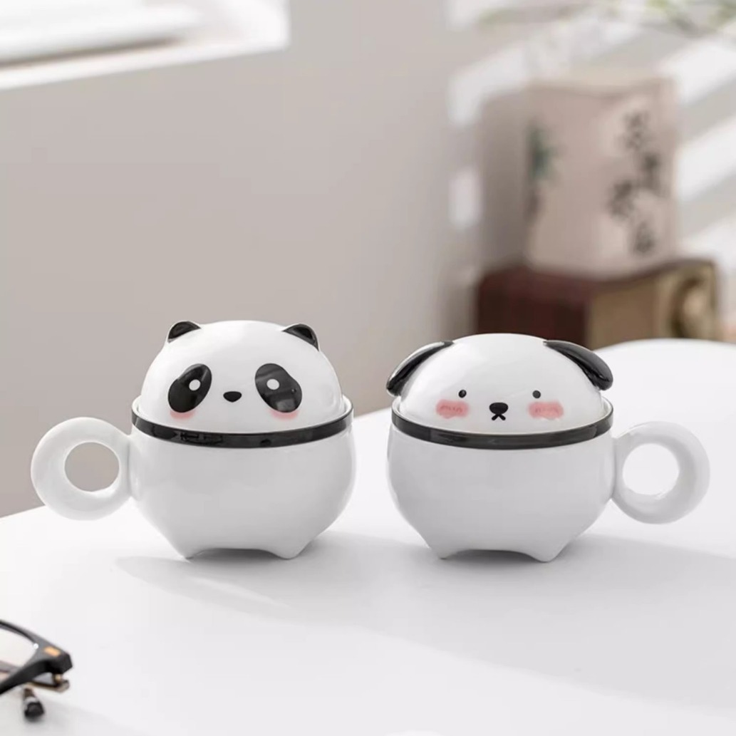 可爱动物陶瓷马克杯子便携式女士个人专用户外露营随身茶壶茶杯