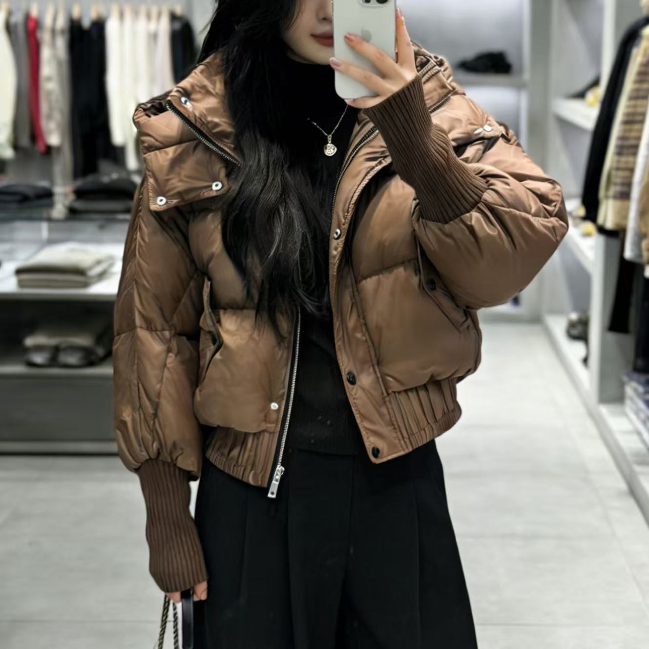 YK L长63休闲日常基础保暖连帽豆腐块小众羽绒外套 5072