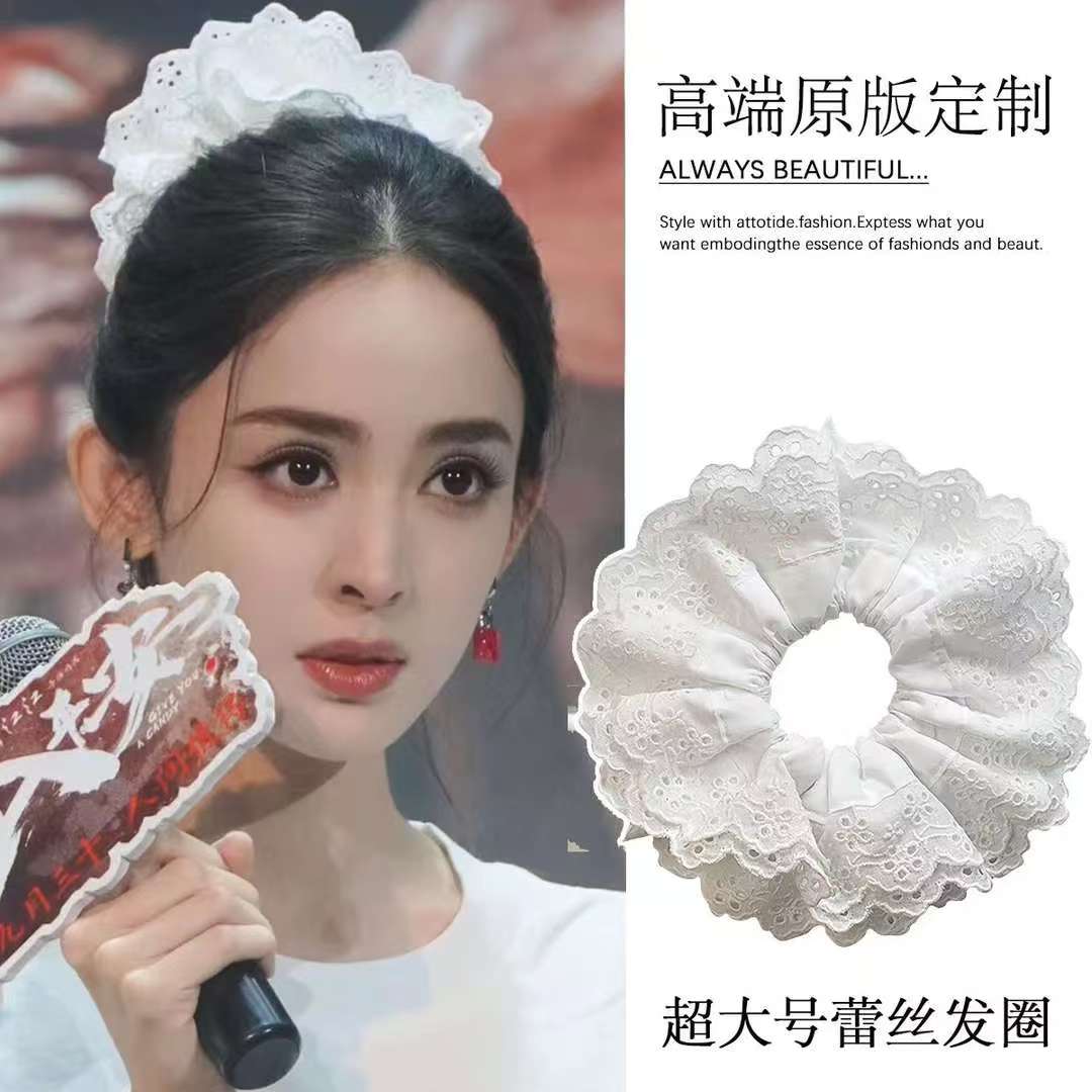  高品质四层~那扎同款白色头花发圈网红2025新款韩系大肠头圈