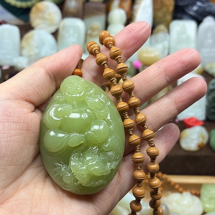 璞***玉和田玉银S925镶嵌颈饰