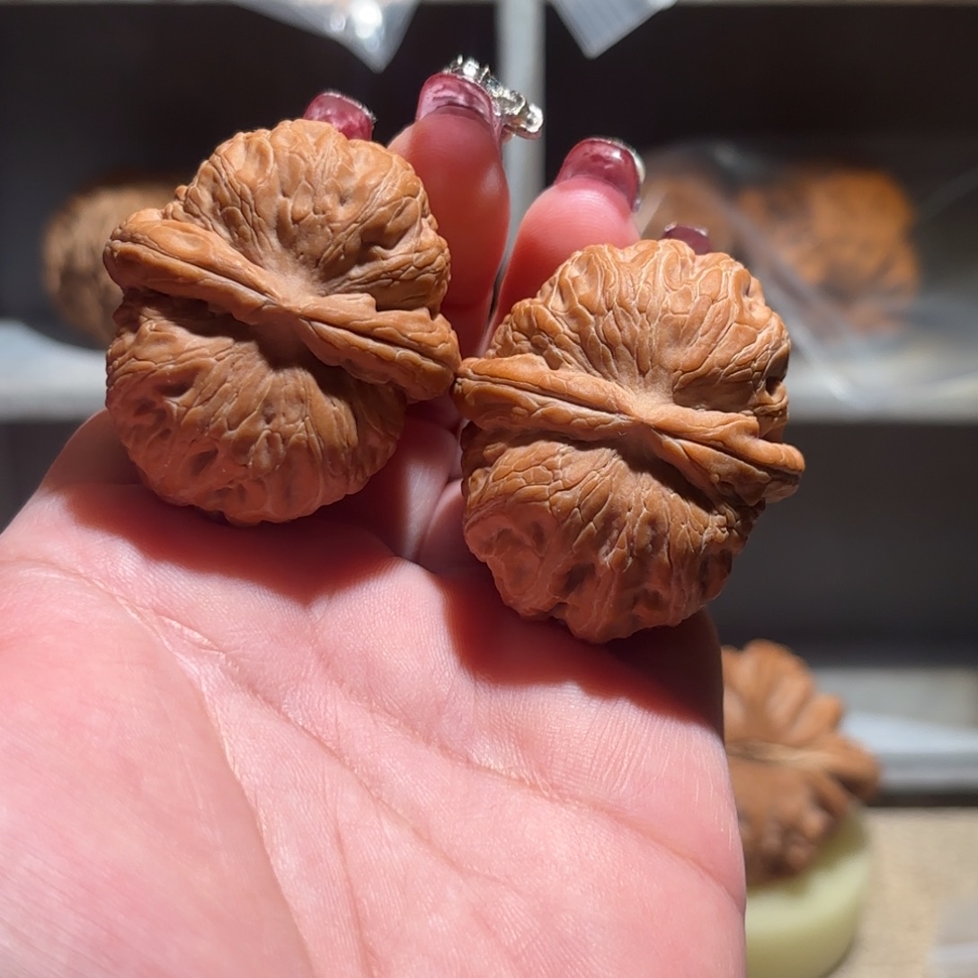 凉***柿文玩核桃把件肚41平谷元宝