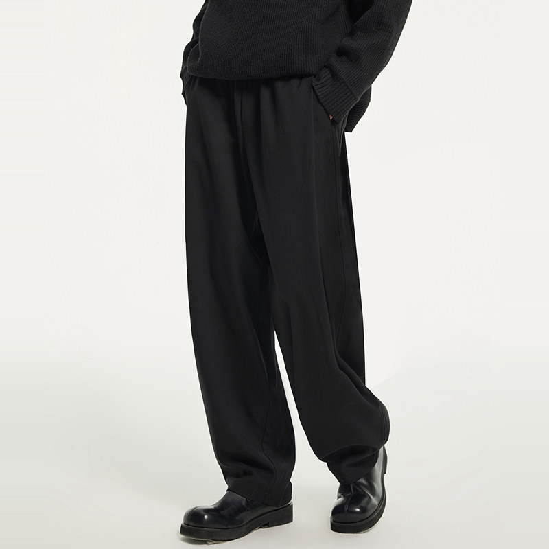 RS流石黑色直筒男装秋冬小众设计师高级宽松休闲百搭弯刀裤裤子