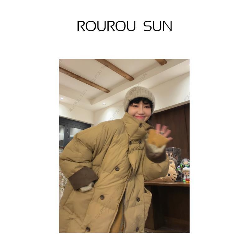 28983冬款女装韩版百搭复古休闲纯色宽松保暖棉衣外套
