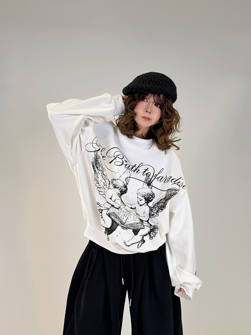 初代美希MEYSIKIM 宽松型长袖时尚圆领卫衣ME0271