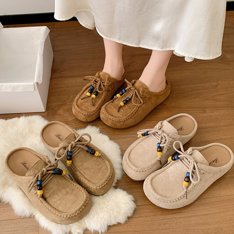 包头半拖女20225年新款秋季百搭勃肯鞋休闲外穿单鞋爆款袋鼠鞋子