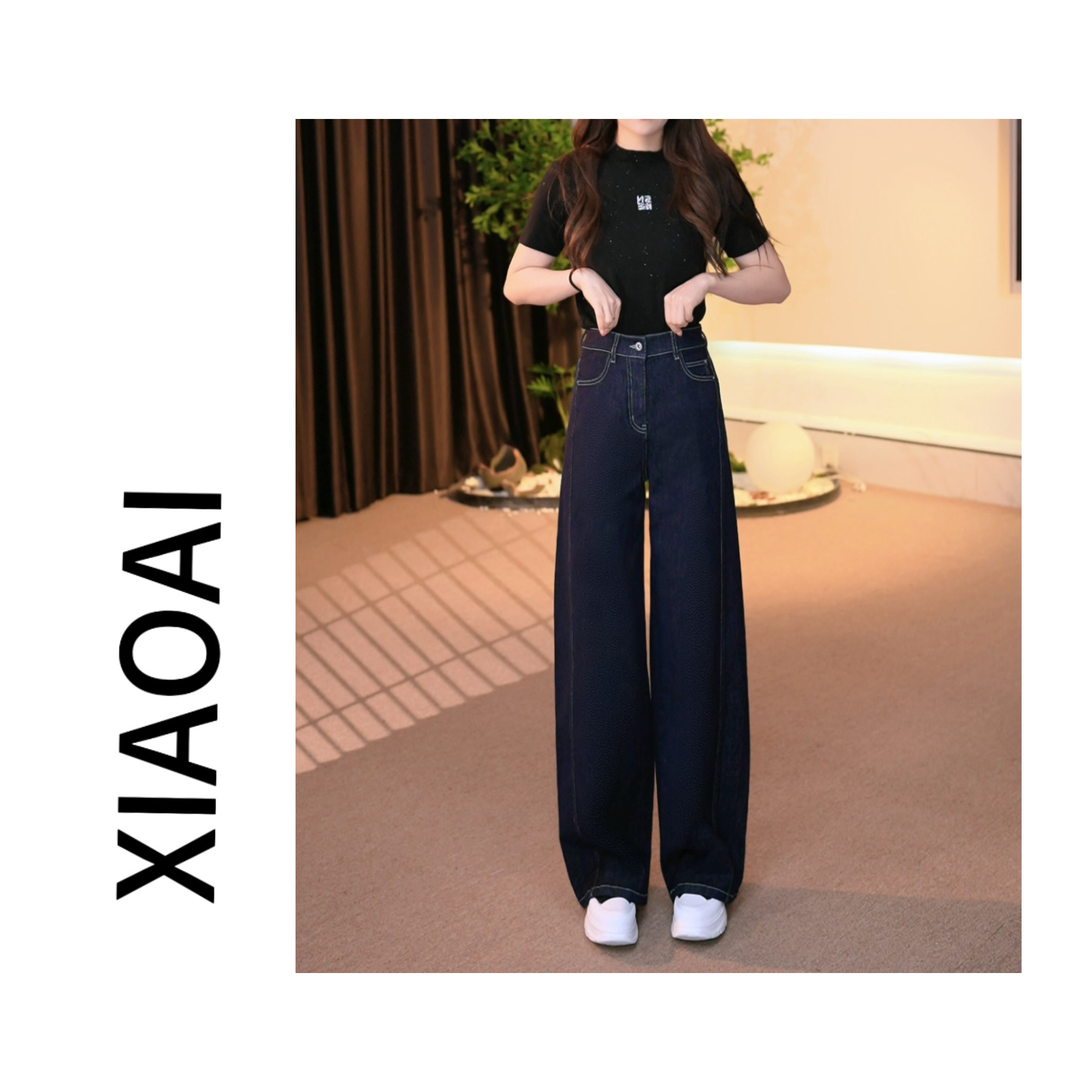 【JIAOZI专属】  BN25631  高定显瘦气质轻奢弯刀牛仔裤女