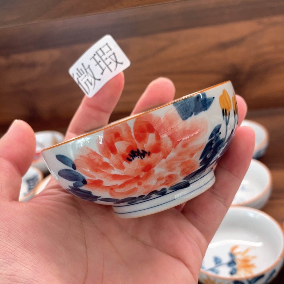 釉下手绘茶具微瑕