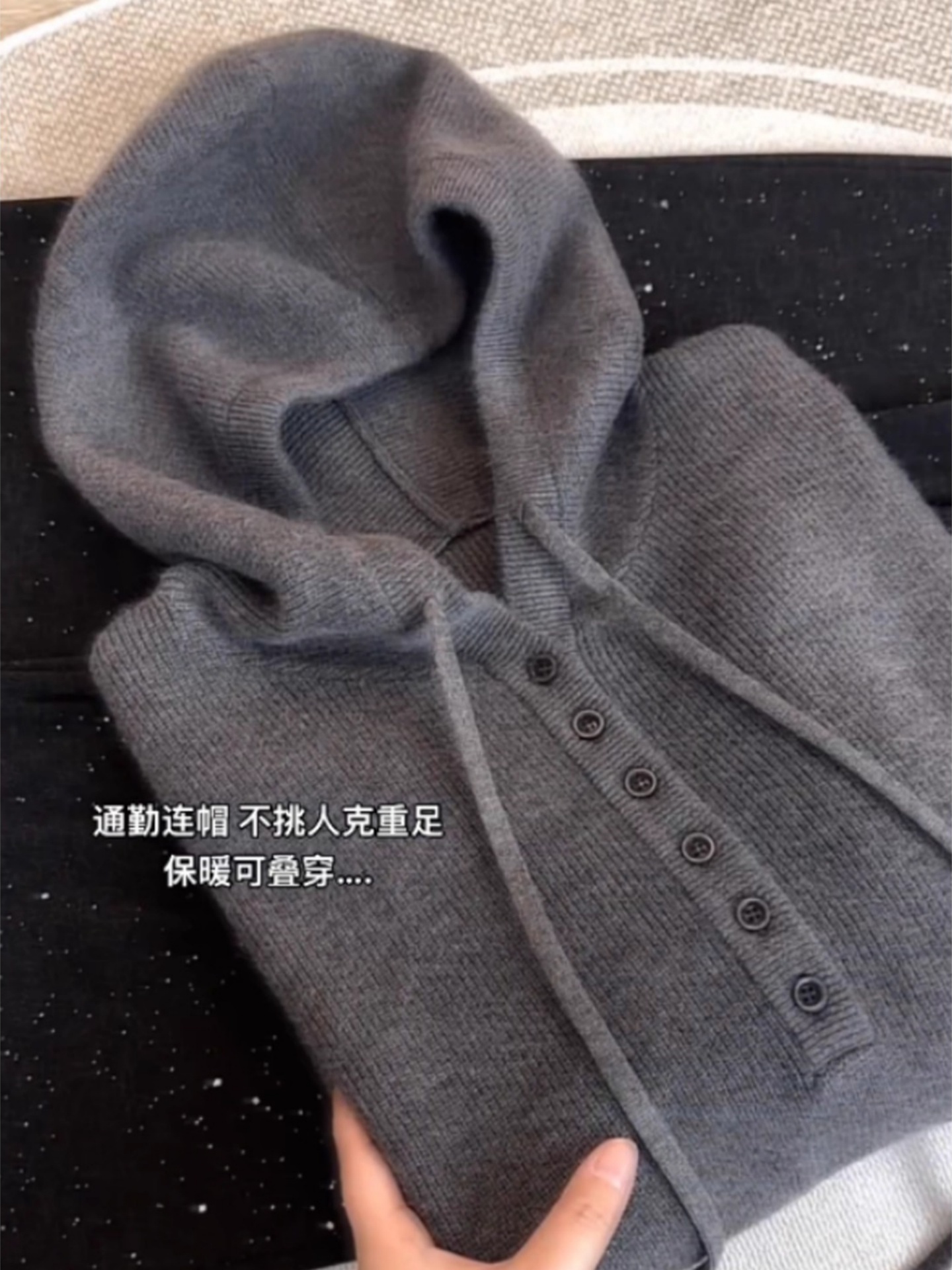 韩系复古灰色套头连帽针织衫女2025秋冬新款宽松显瘦内搭叠穿毛衣