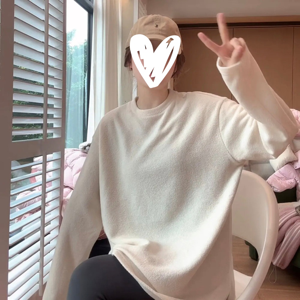 【糯米绒】加厚双面绒百搭宽松慵懒感舒适厚款打底T恤W1275