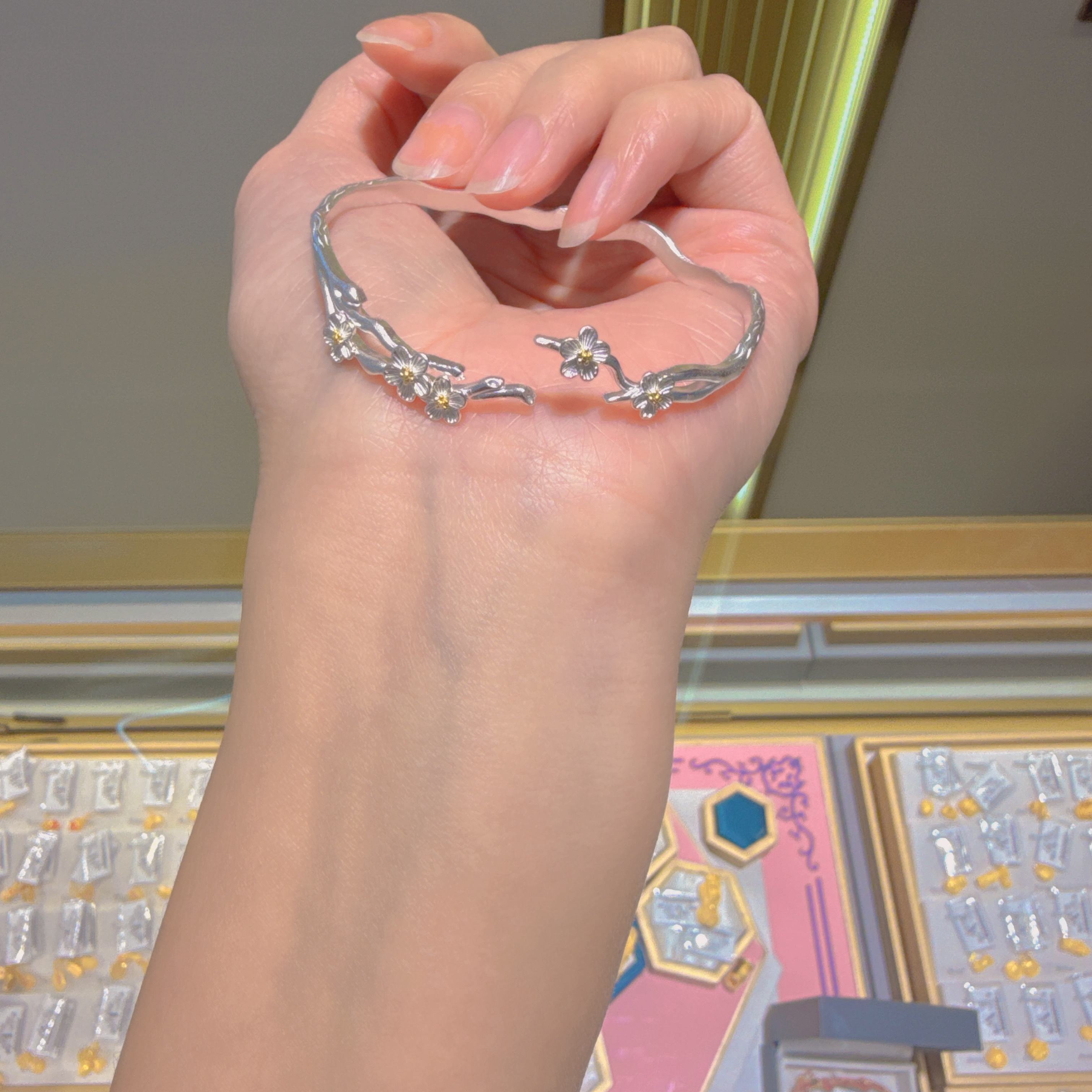 足银手镯 足银手镯   茉莉花足银手镯