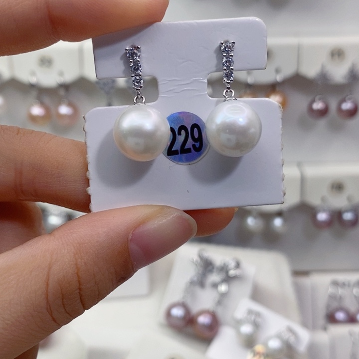 淡水珍珠耳饰银S925镶嵌
