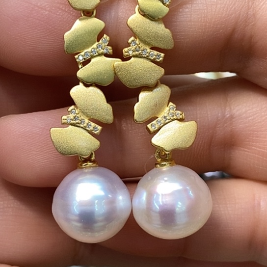 银S925镶嵌耳饰海水珍珠13