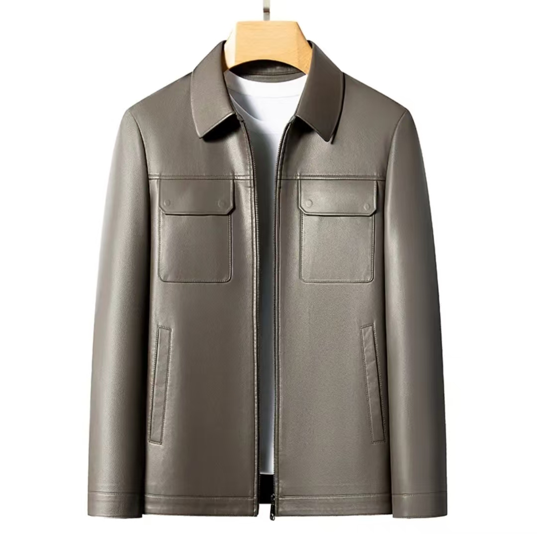 男士春秋季新款经典大气皮夹克商务休闲皮衣外套上衣