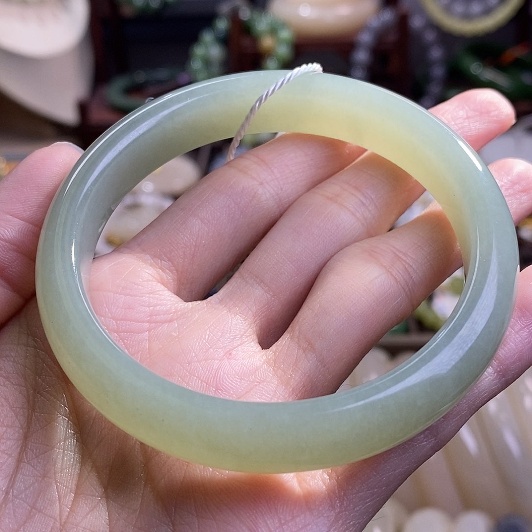 和田玉且末蓝手镯59圈口未镶嵌