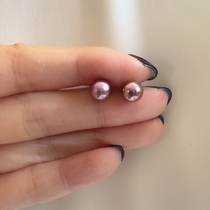 耳饰淡水珍珠银S925镶嵌7-8mm