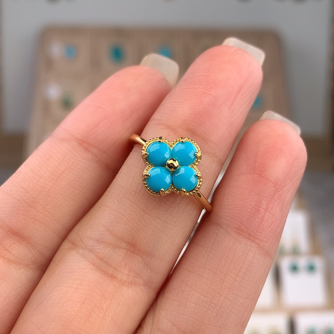 绿松石银S925镶嵌戒指