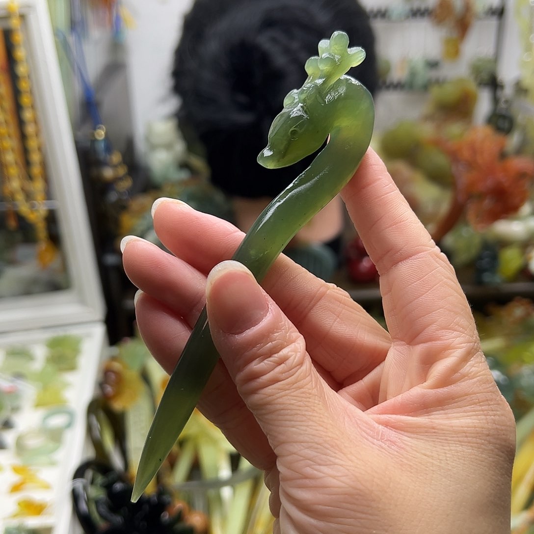 蛇纹石玉发饰合金