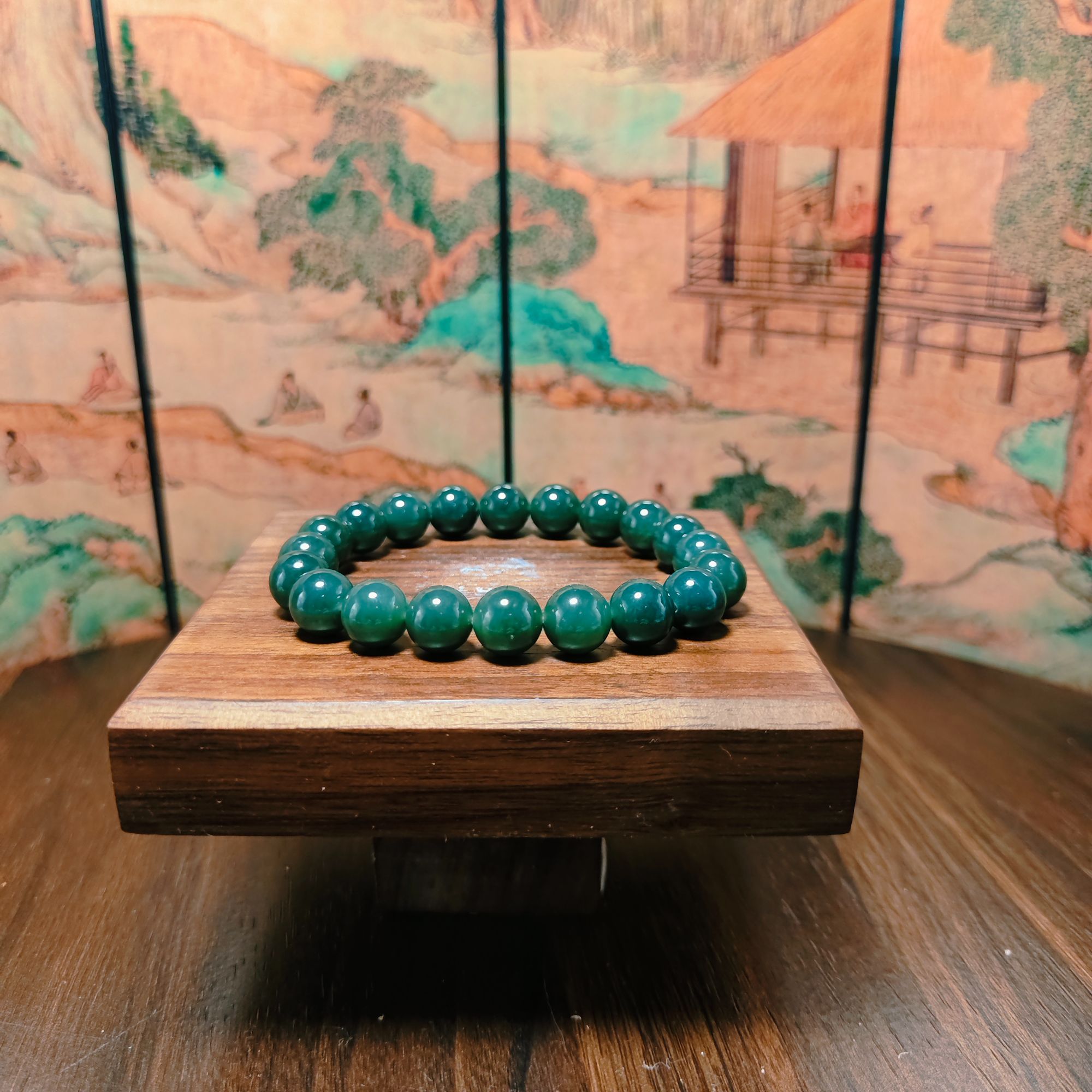 Z和田玉圆珠手串（卡10）0116