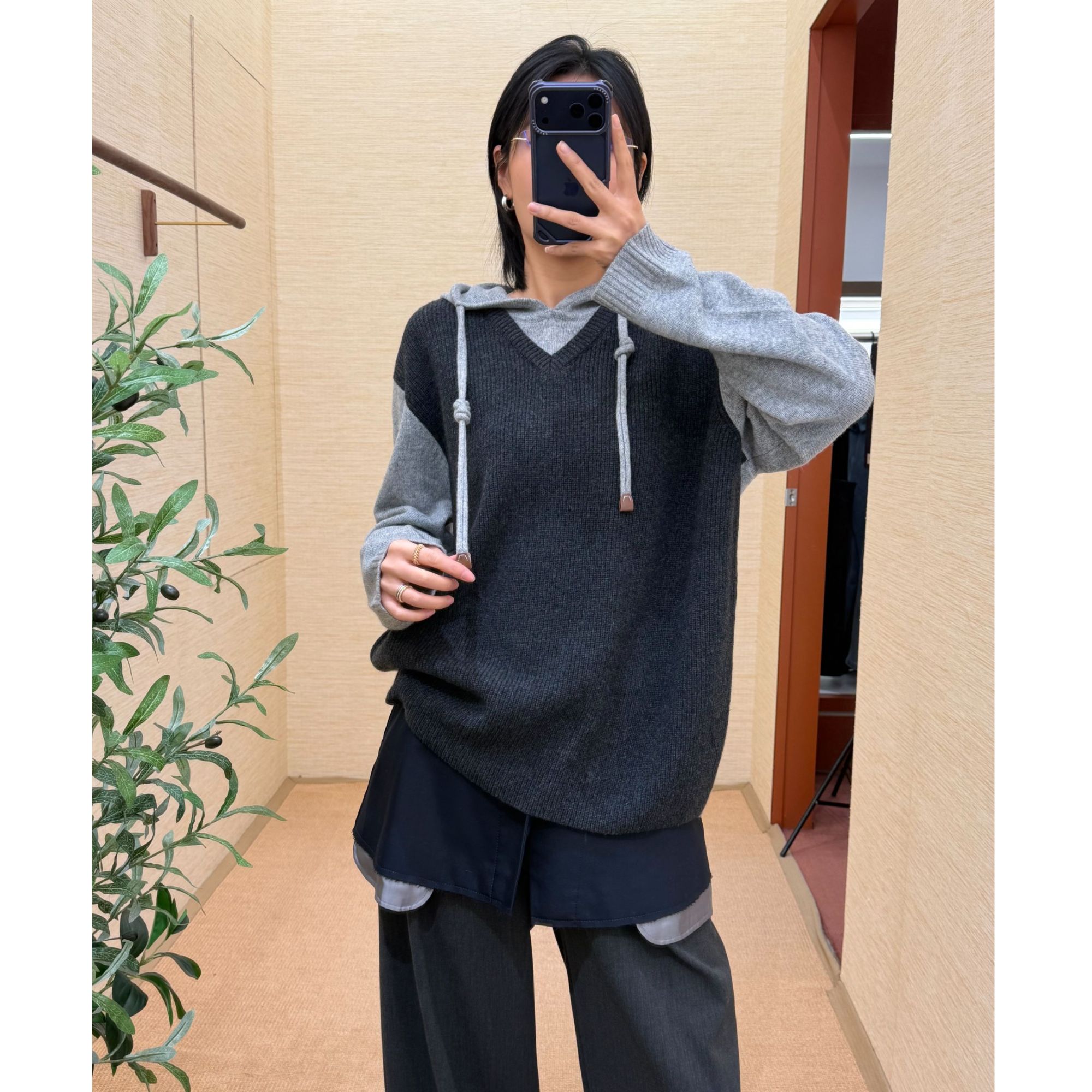 YOEYYOU假两件毛织上衣