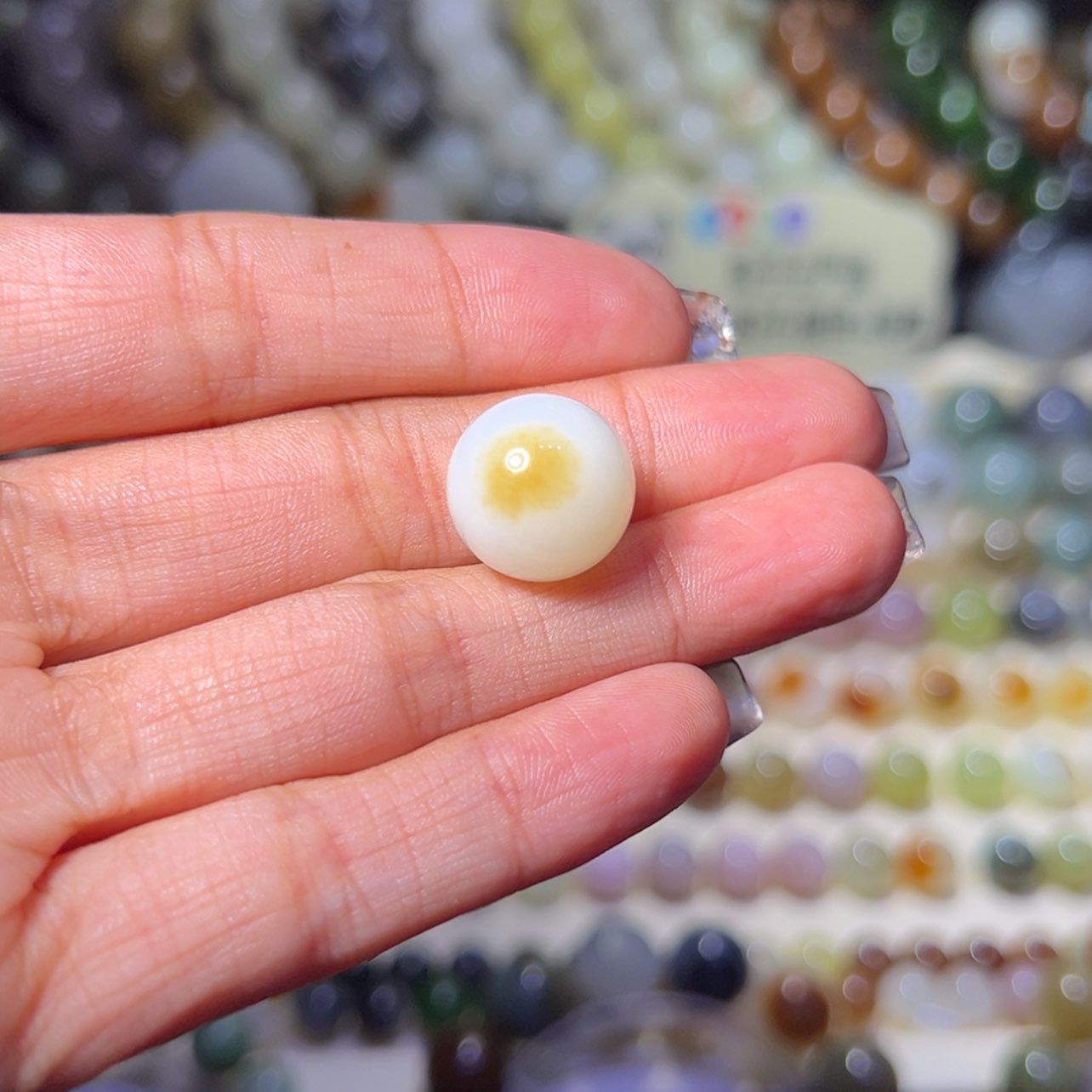 【闪购商品】未镶嵌和田玉珠宝奇石小*糖白14mm