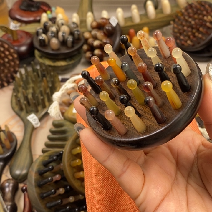 紫光檀28齿彩齿羊角