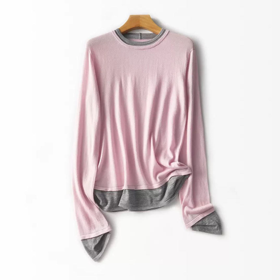 JOUOCOKO  | 小众设计绵羊毛假两件针织衫