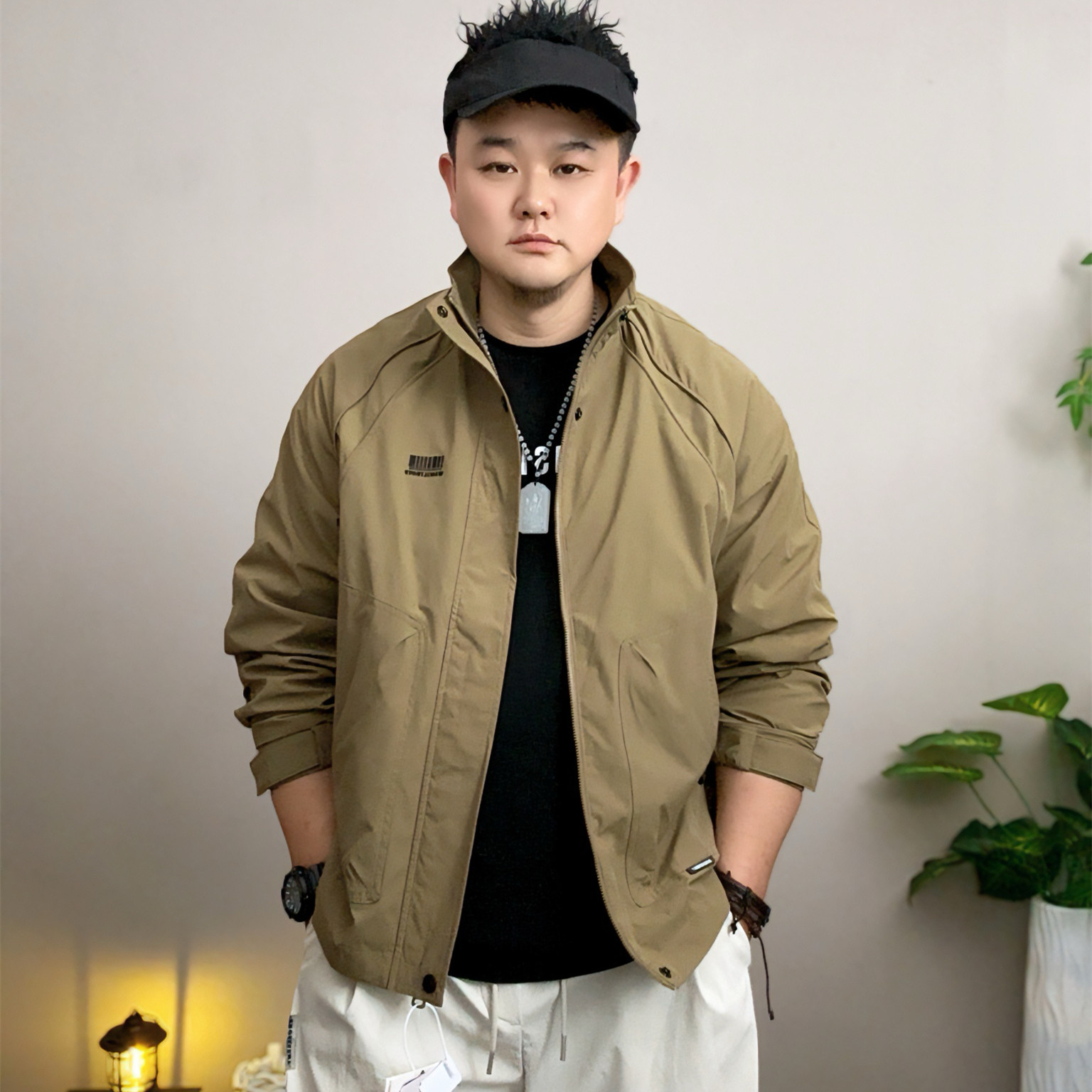 秋季春季立领夹克衫男士运动风休闲外套宽松户外防水夹克时尚潮流