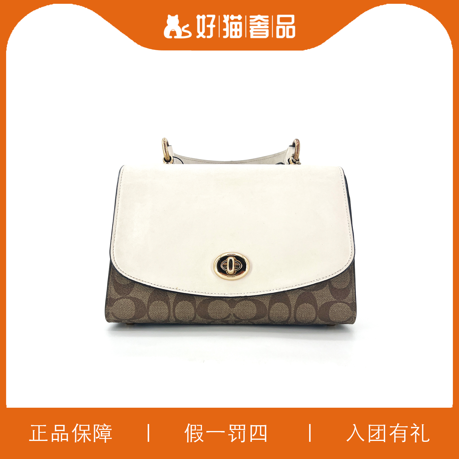 95新 COACH/蔻驰 蔻驰老花邮差手提包/H4069/25X18X9