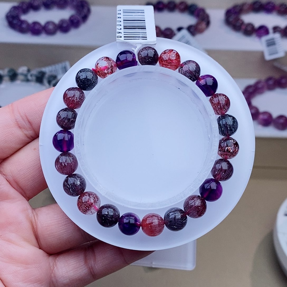 未镶嵌手链水晶黑加仑超七8+m