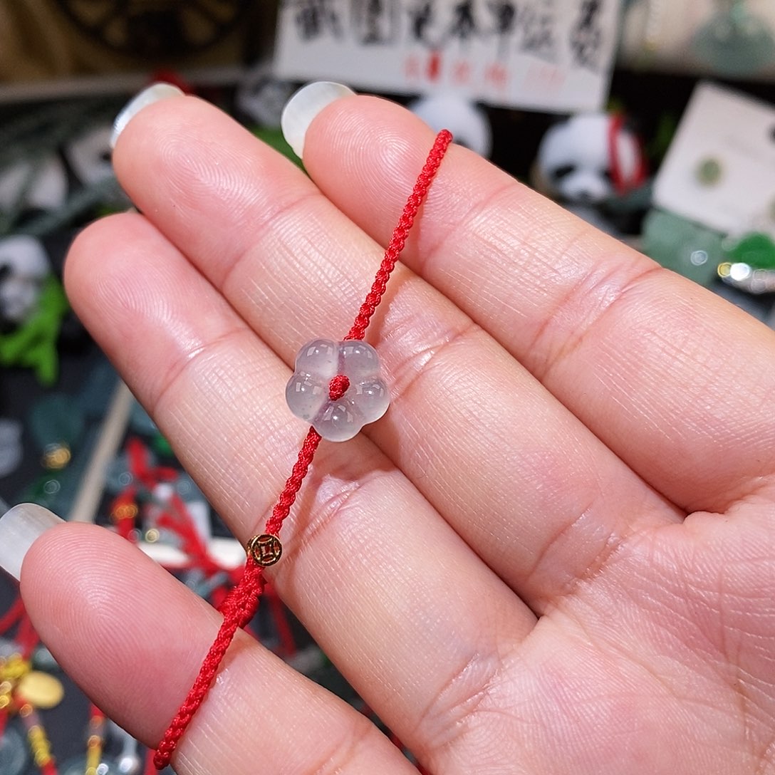 翡翠未镶嵌颈饰大花红绳15