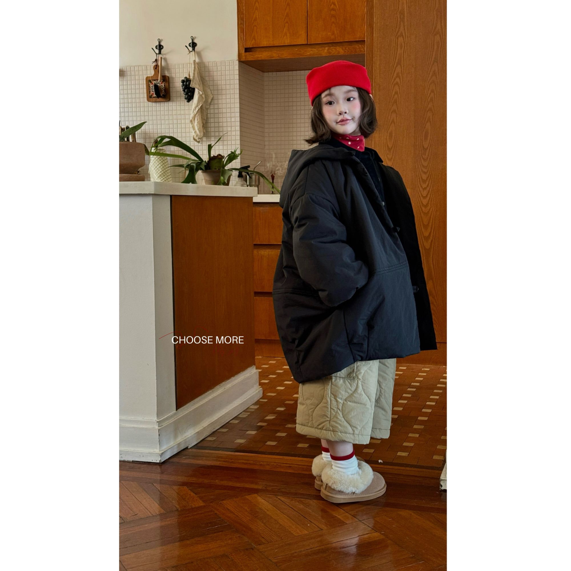 【冬品】CHOOSEMORE“黑面包”长款连帽廓形棉服洗水做旧衬衫绗棉中裤