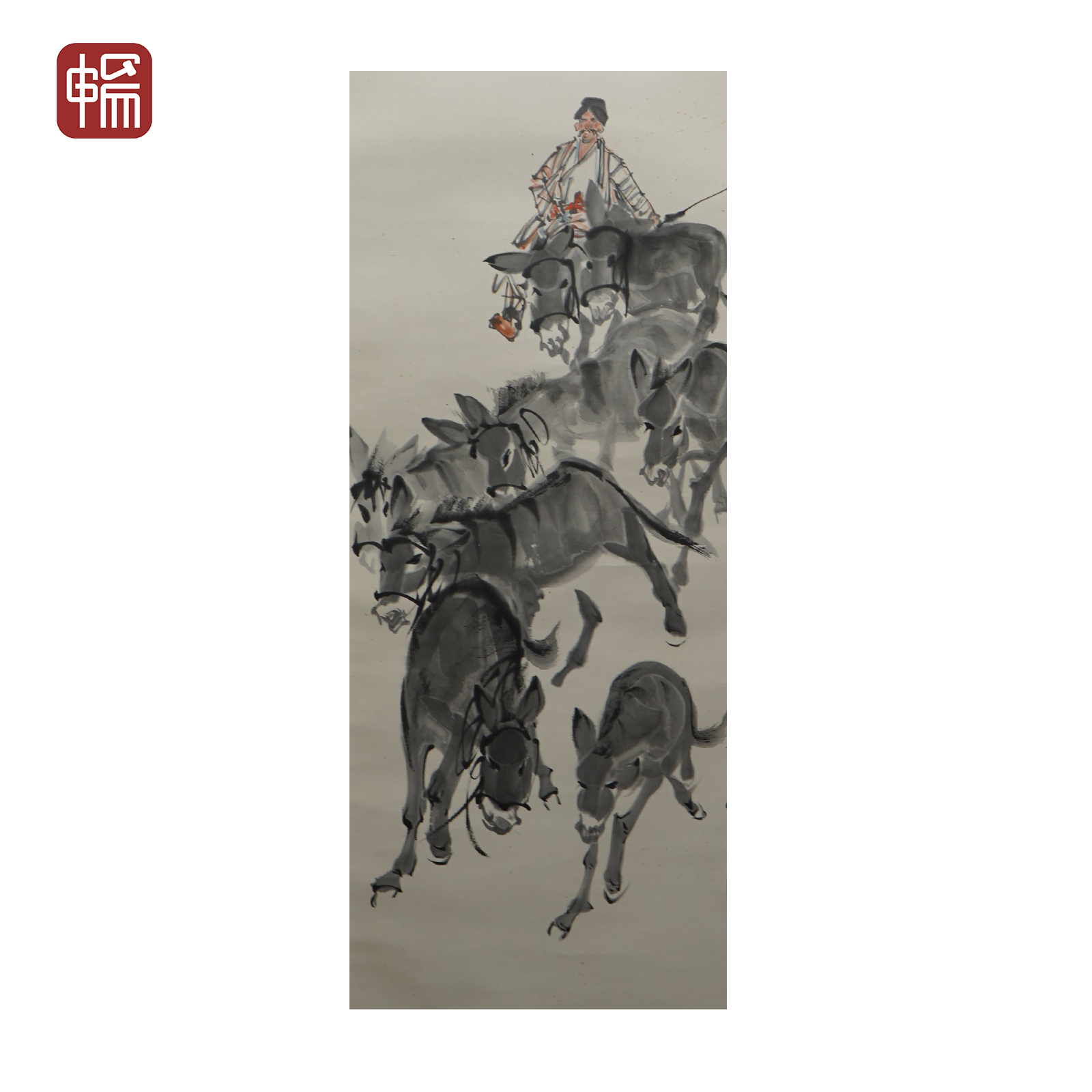 F1184 1978年作《赶驴图》梁淦堂  85*39（2.98） 纸本立轴 YQ