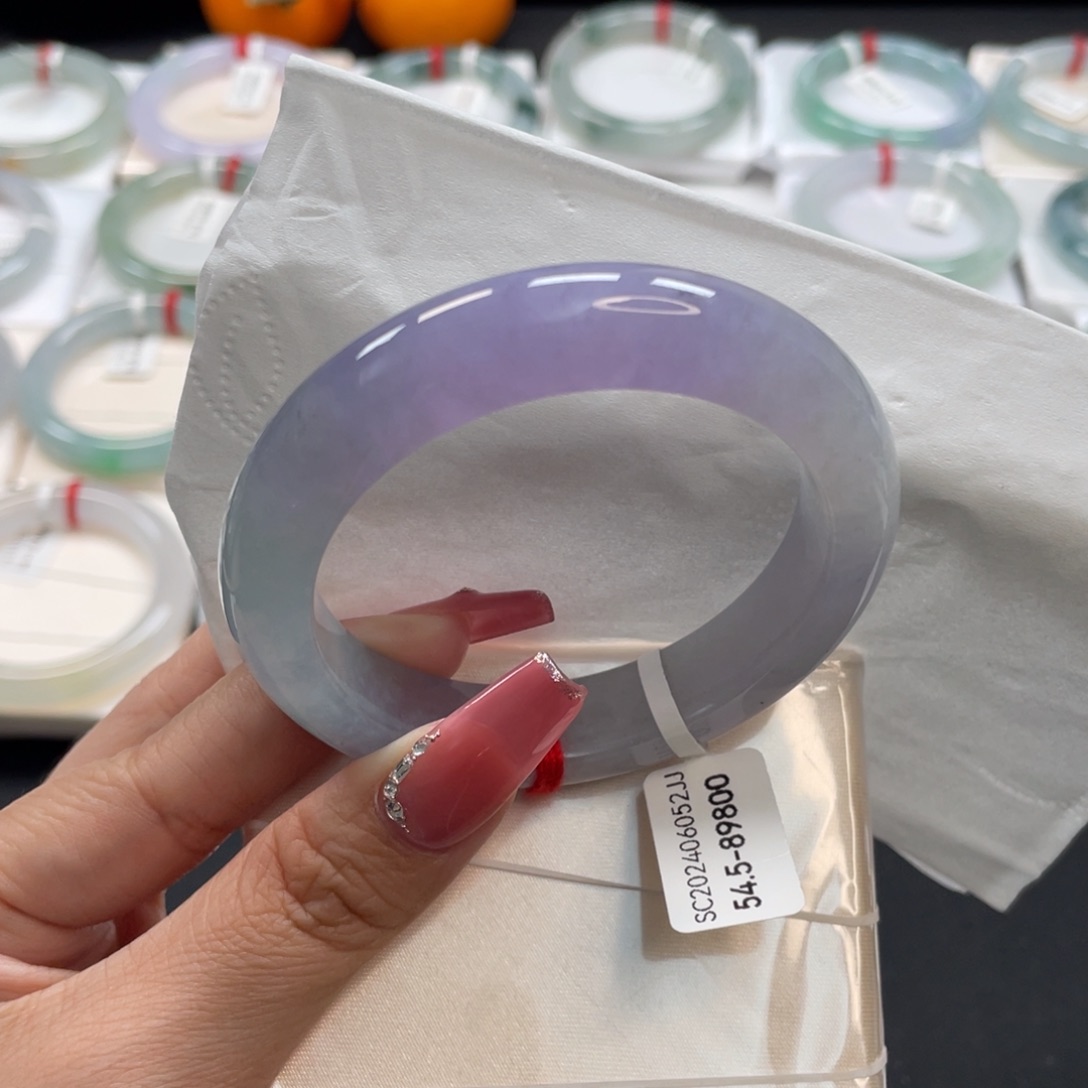 【闪购商品】翡翠手镯未镶嵌冰春彩54.5圈口12号