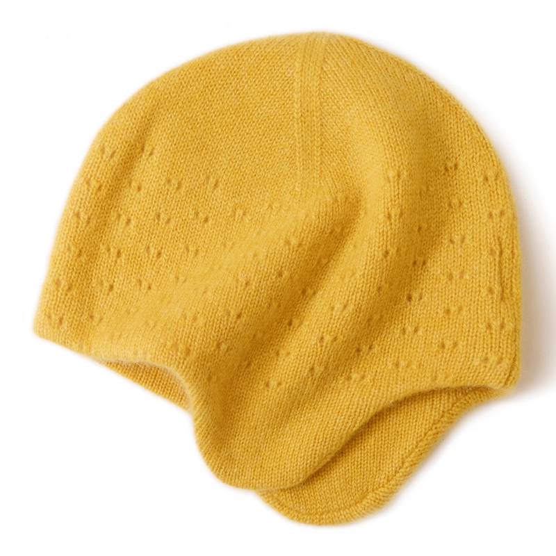 男女宝宝婴幼儿0-6岁100%纯山羊绒儿童帽子双层保暖针织护耳帽潮