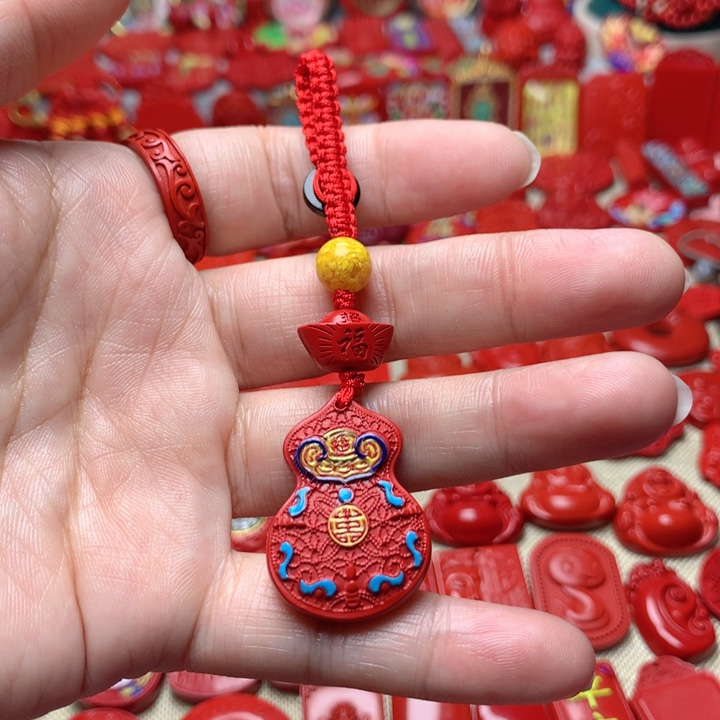 天然辰砂工艺品朱砂钥匙扣