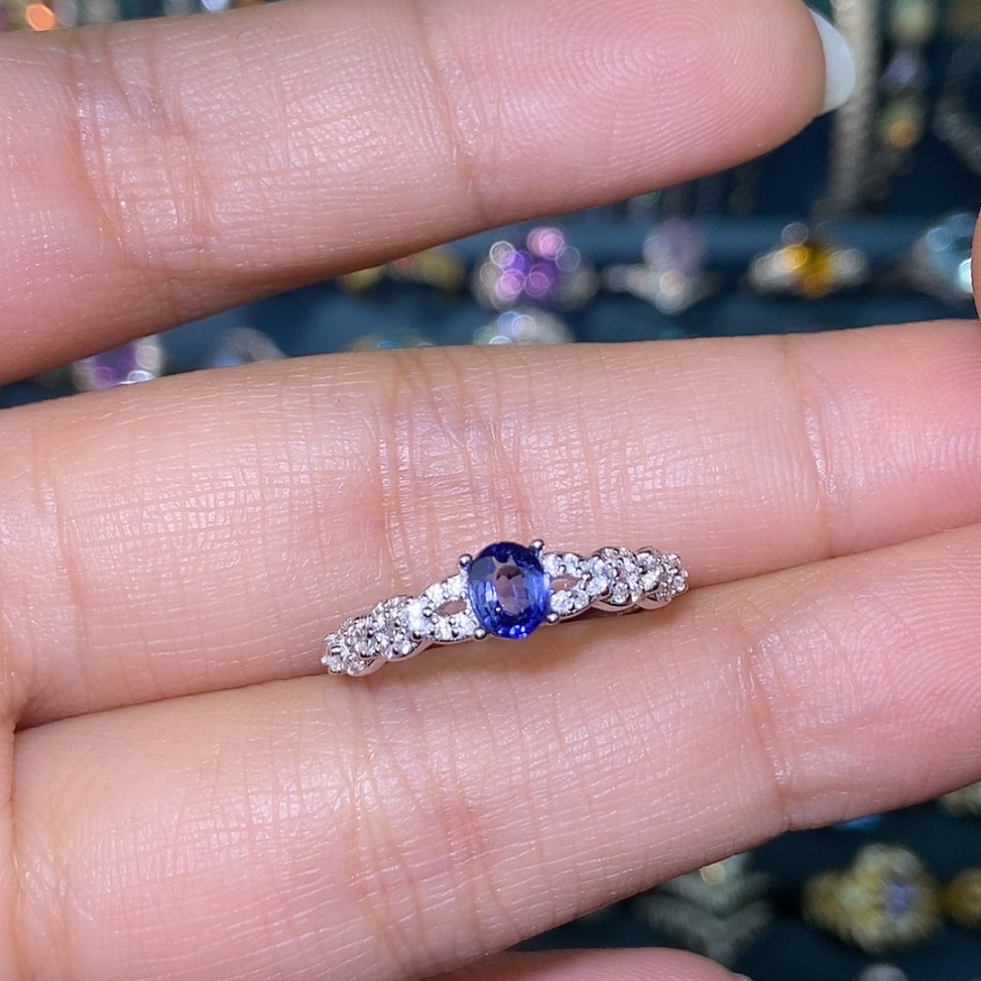 戒指银S925镶嵌蓝宝石