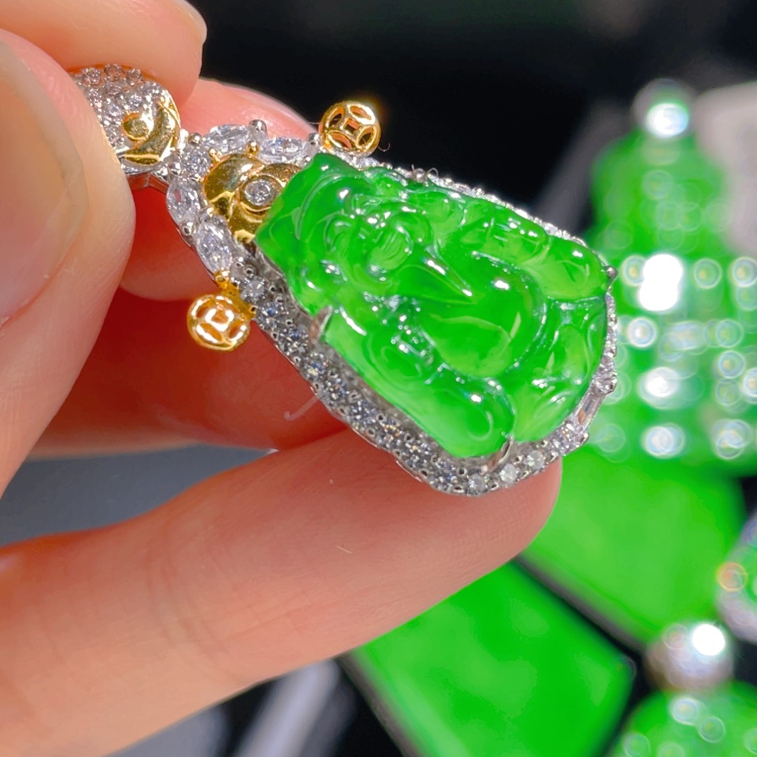 翡翠吊坠(不含链)银S925镶嵌