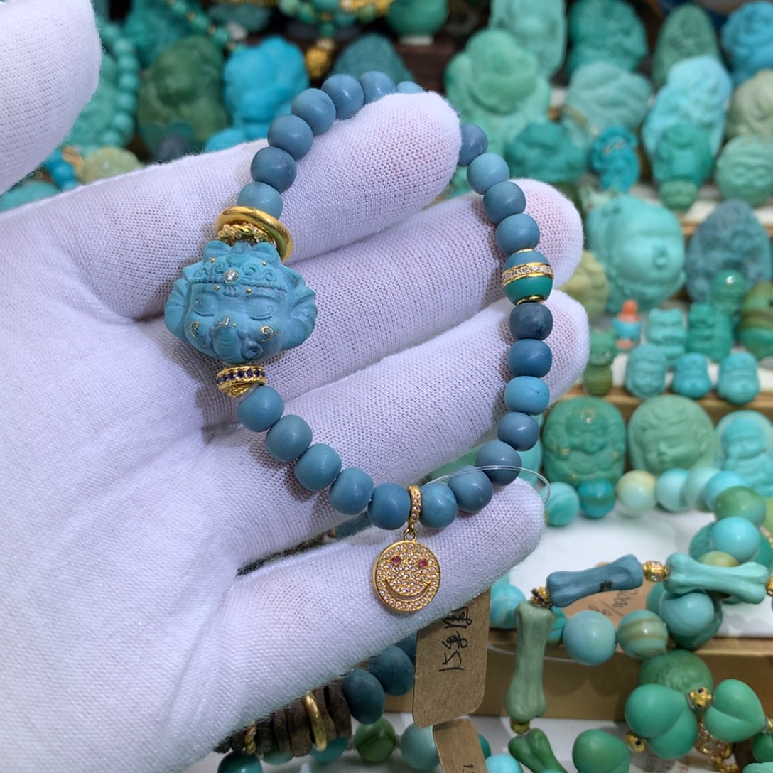 绿松石18K金镶嵌手链