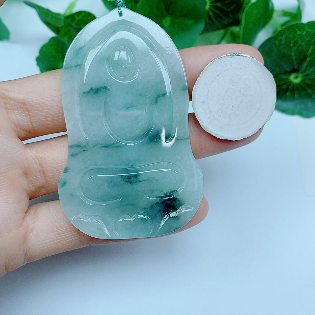 天然A货翡翠无镶嵌观音吊坠