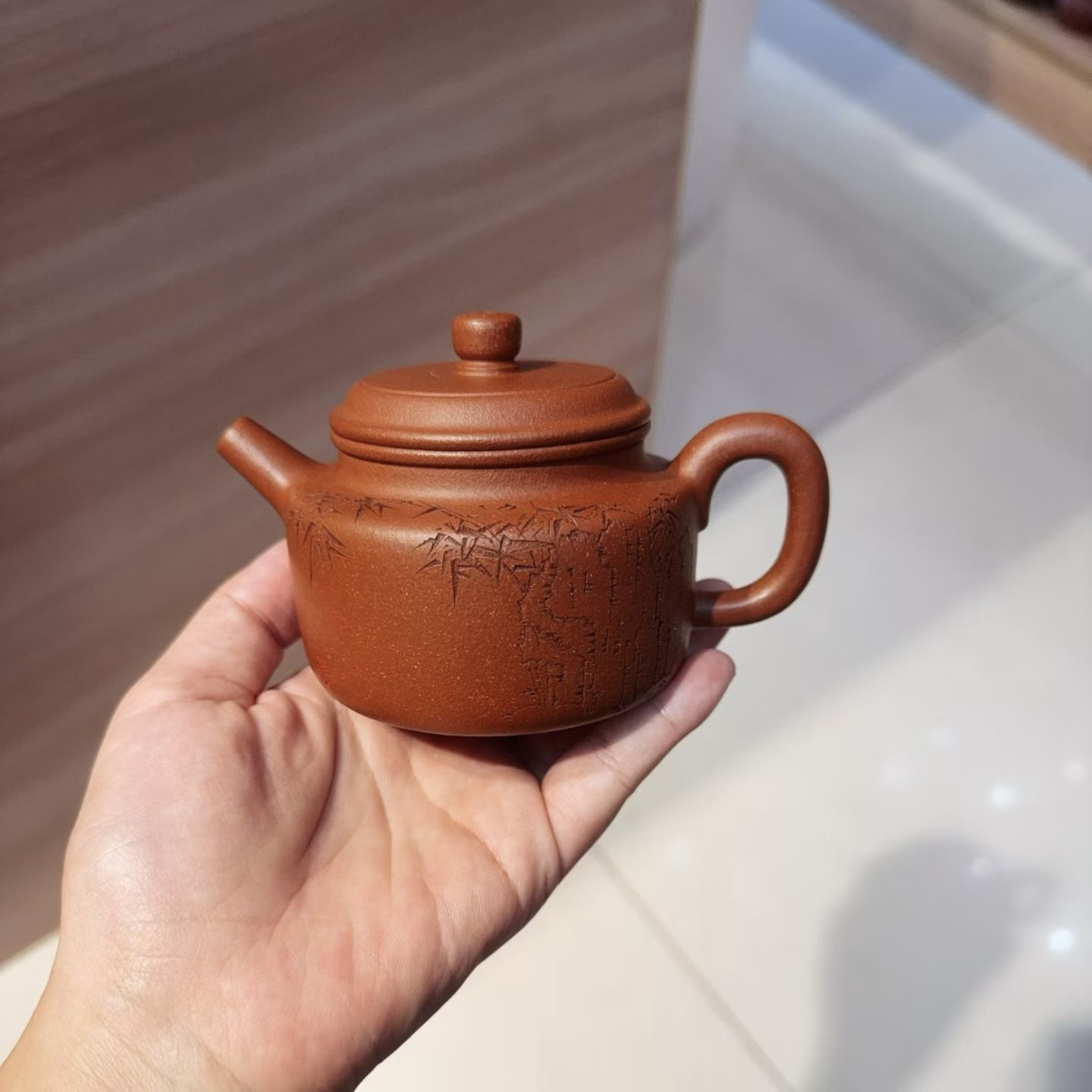 手印紫砂德钟壶茶具紫砂壶原矿降坡泥200cc精工半手实用器小容量