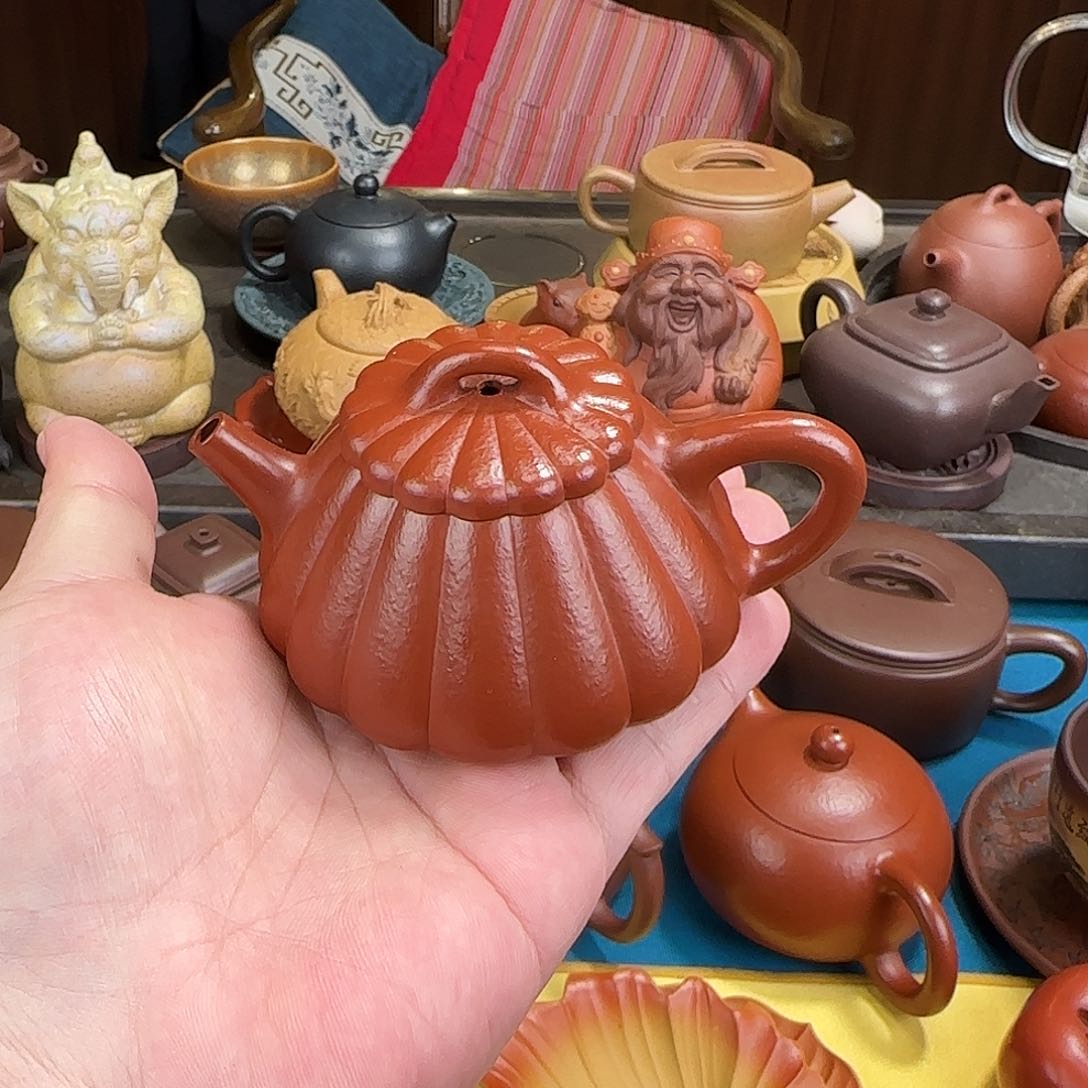 紫砂茶壶筋纹石瓢