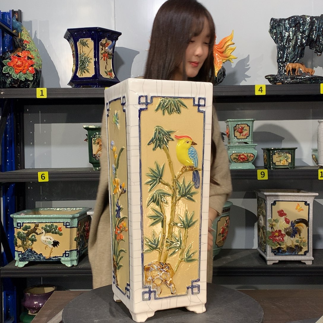 坤***凤高温烧制石湾盆瑕疵