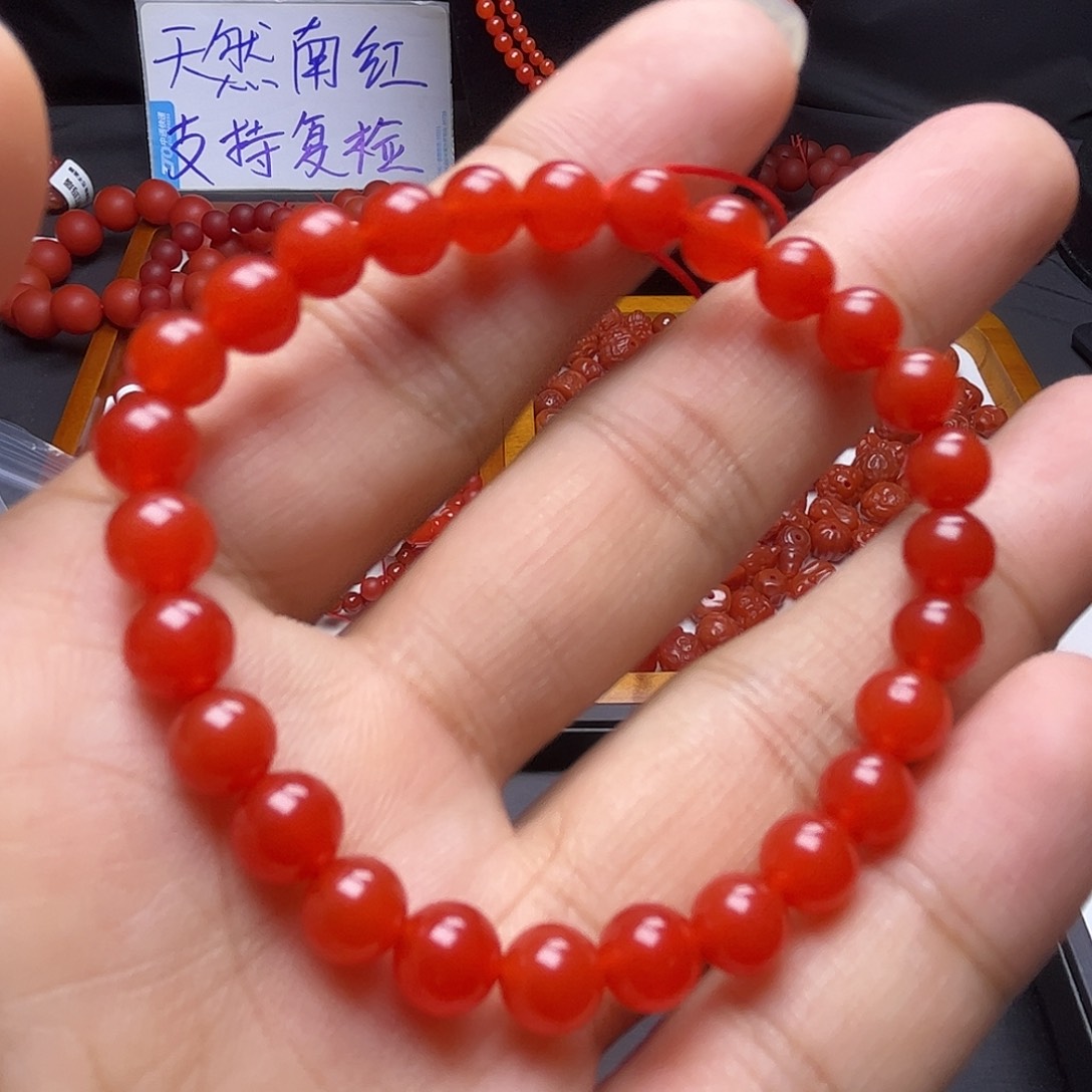 手链未镶嵌南红玛瑙6mm冰红