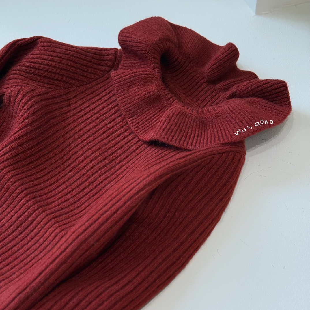 AONO新款单层花边领毛衣打底针织