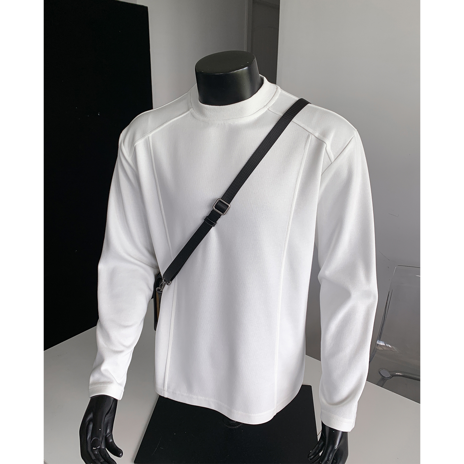 加绒加厚重磅卫衣男秋冬cleanfit潮牌宽松内搭痞帅长袖打底衫上衣