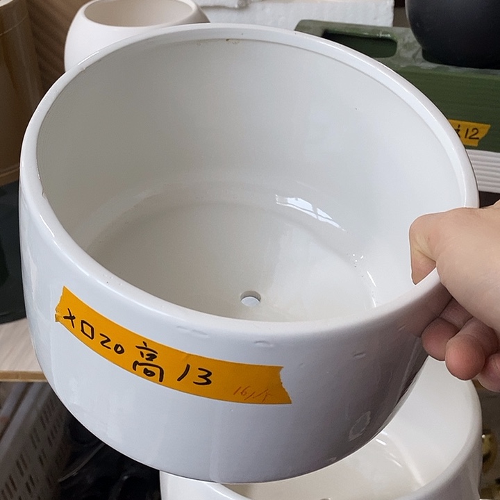 陶盆有孔 瑕疵针孔漏釉介意勿拍 口高