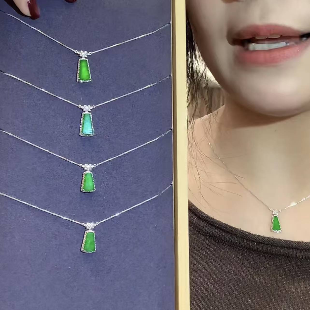 翡翠 18K 缅甸A货翡翠吊坠 X2281 L2281 多样性发其一