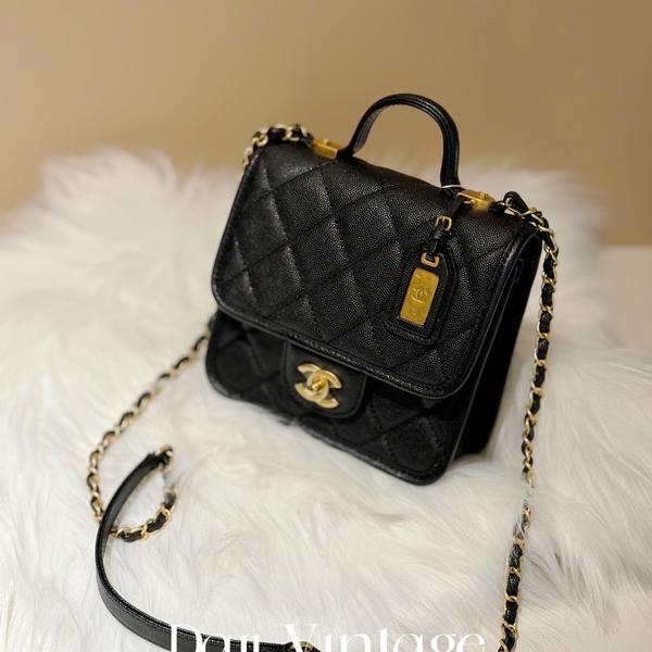 大吉中古/Chanel香奈儿黑金豆腐邮差斜挎包