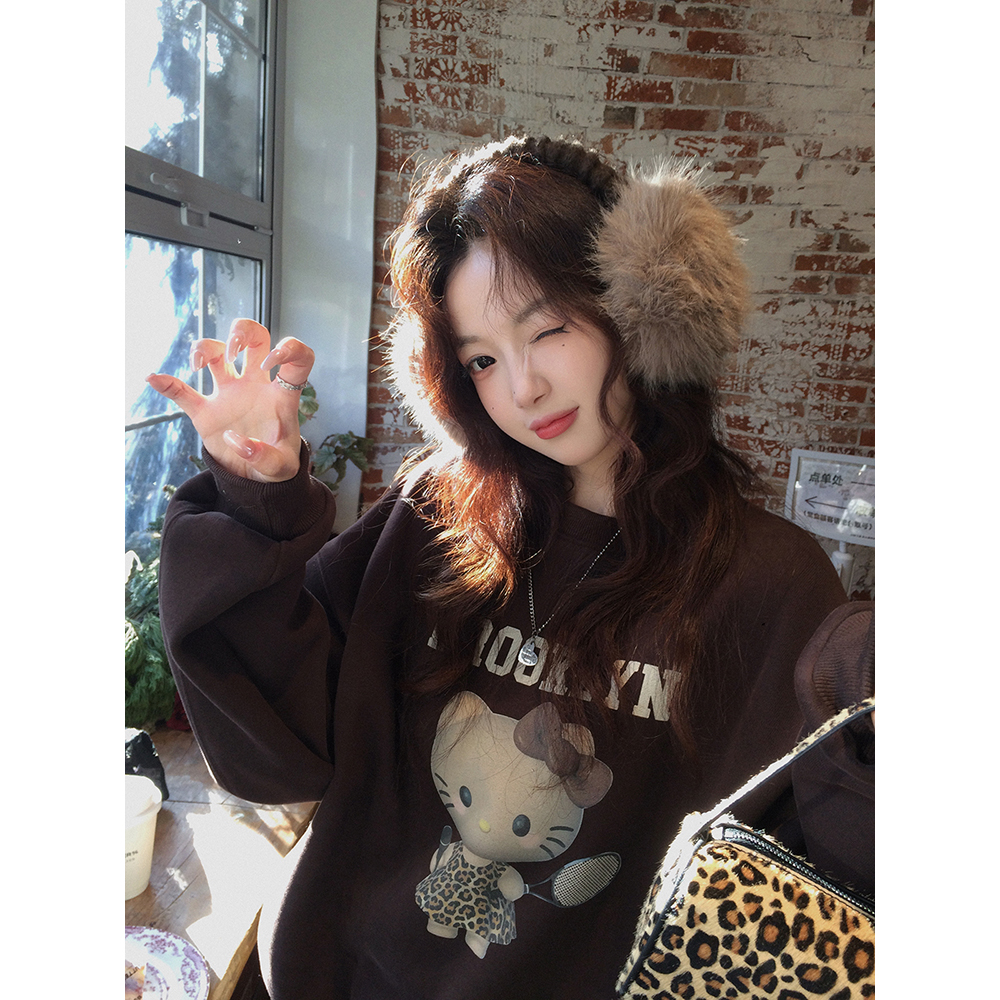 张贝贝 美拉德KT 新疆棉一体绒 豹纹黑皮KT卫衣